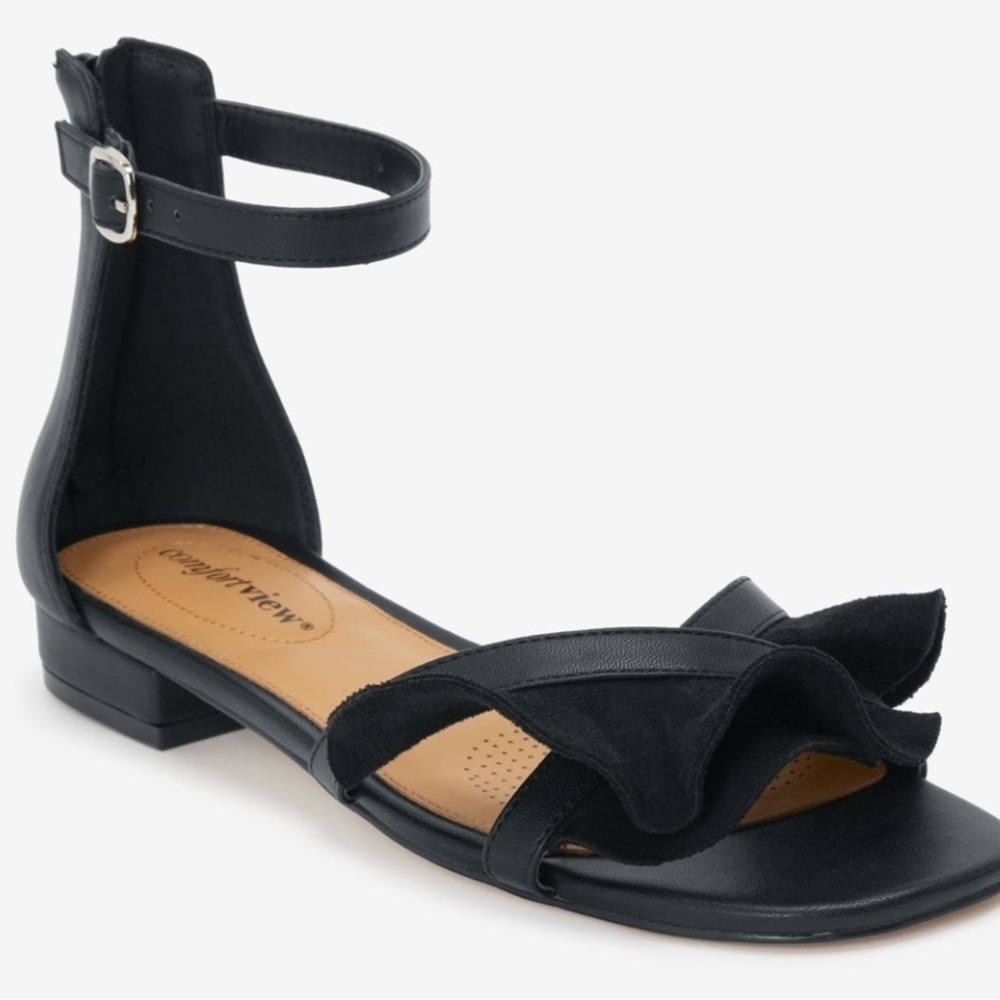 Comfortview Women's Black Sandals